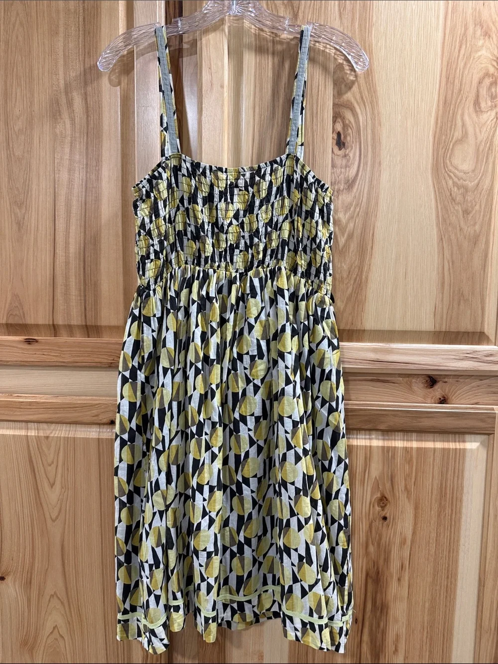 NWT Free People Women’s Size 12 Vintage Geometric Print Yellow Black Sundress